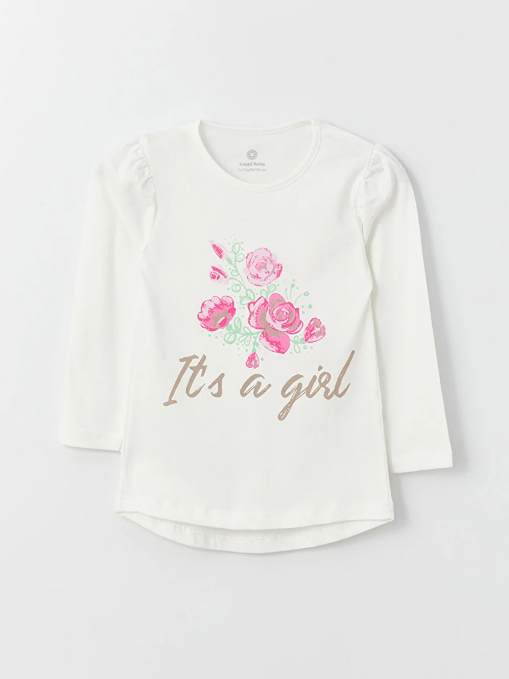 Ekru Bisiklet Yaka Uzun Kollu Kız Bebek Takım 2'li-1