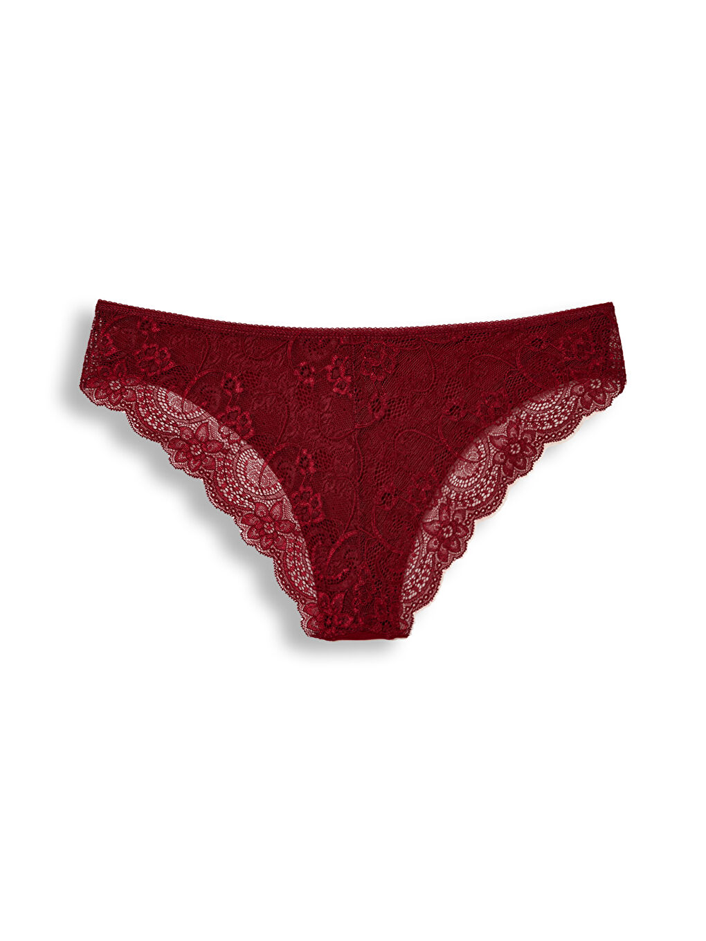 Bordo Pamuklu Arkası Dantel Kadın Külot 3'lü-6