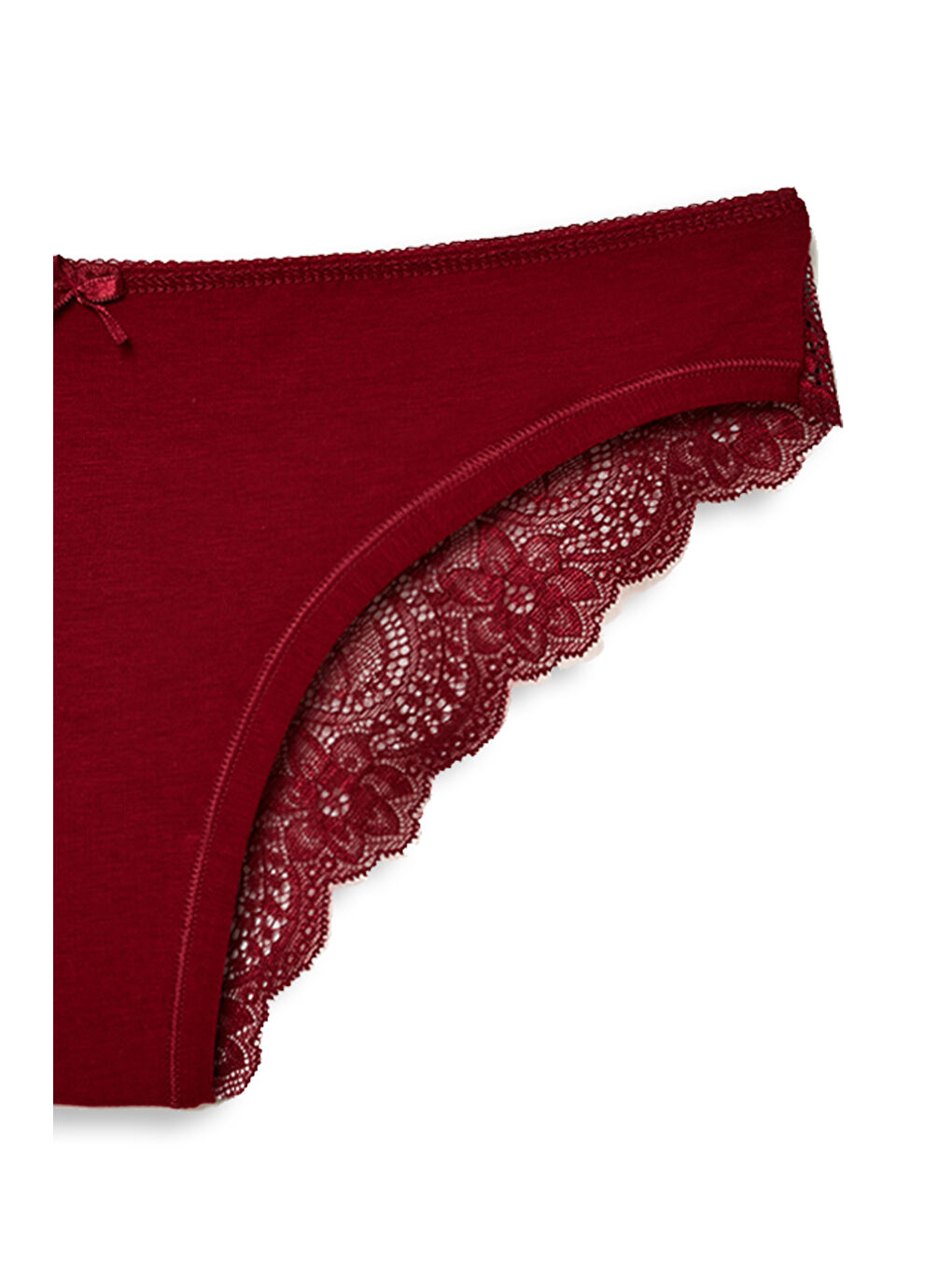 Bordo Pamuklu Arkası Dantel Kadın Külot 3'lü-8