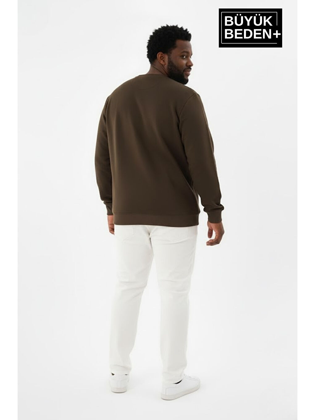 Haki Erkek  Bisiklet Yaka İnce Büyük Beden Sweatshirt – Regular Fit %64 Pamuklu SPR26BSW956-2