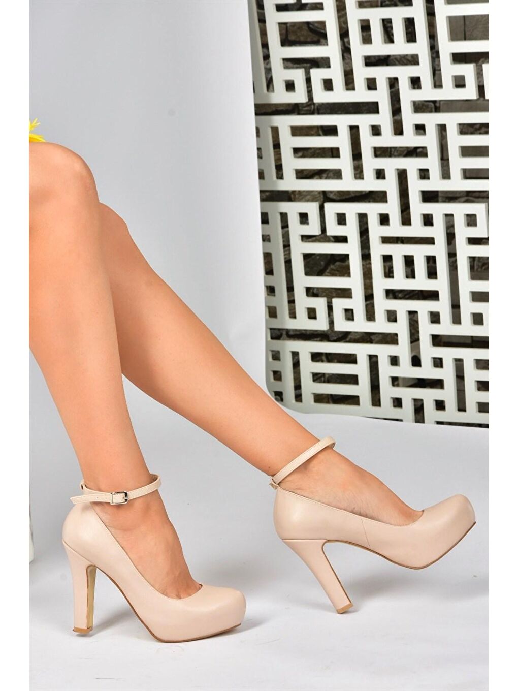 Bej Ten Platform Topuklu Kadın Abiye Ayakkabı M348007709-3