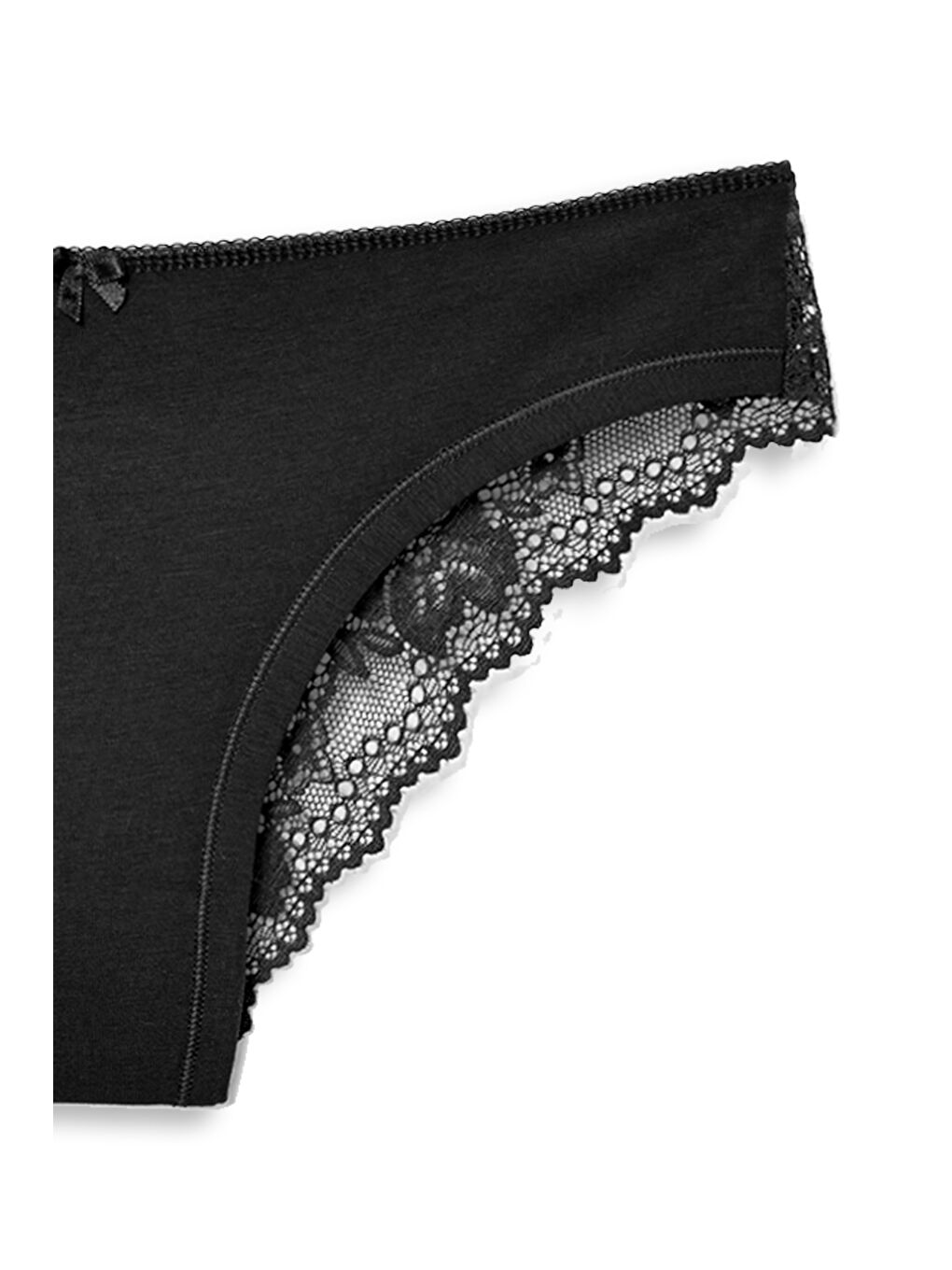 Siyah Pamuklu Arkası Dantel Kadın Külot 3'lü-7