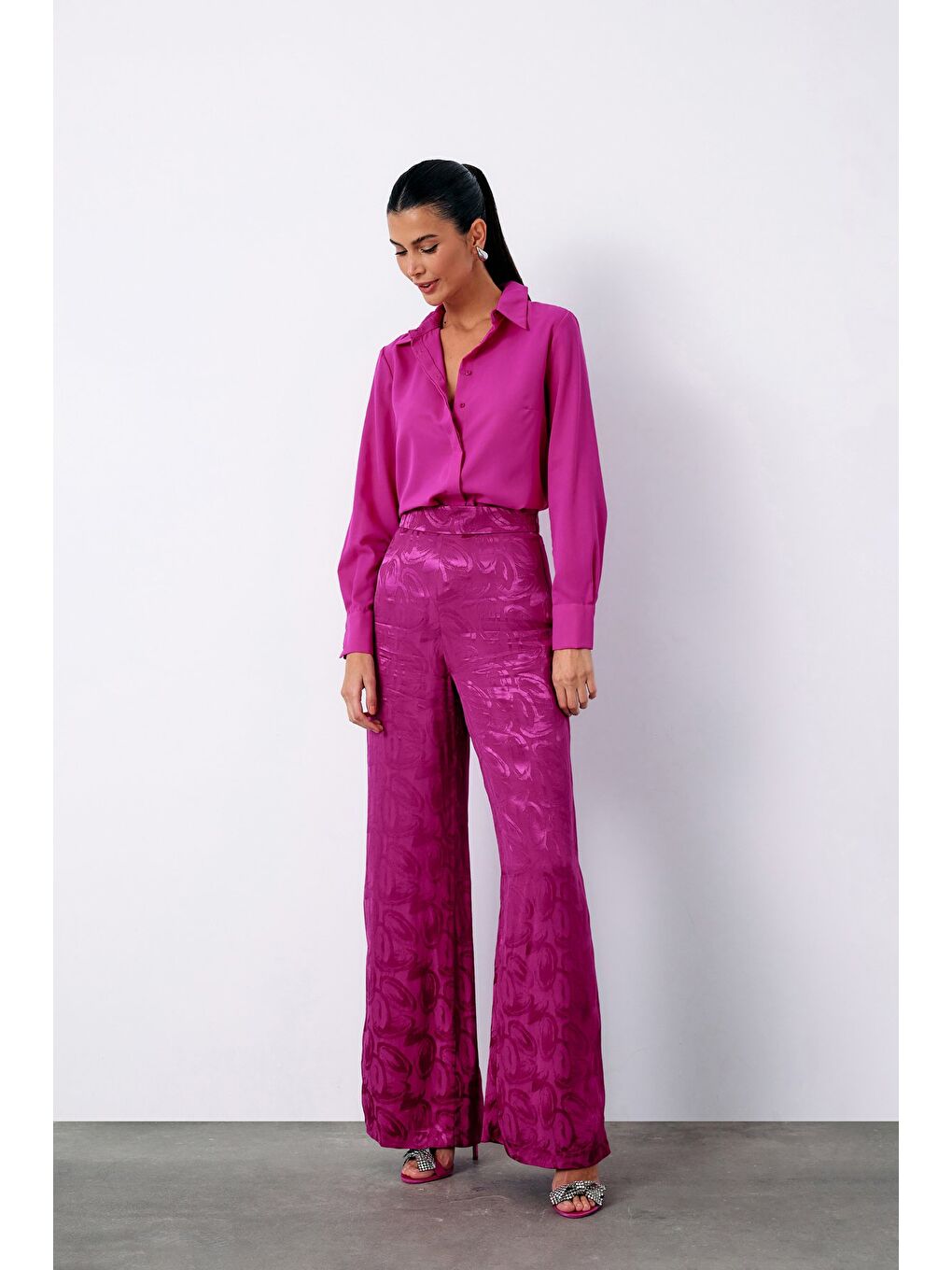 Klasik Düz Gömlek - Fuşya-2