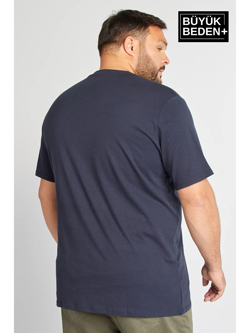 Lacivert Erkek  V Yaka Büyük Beden Tişört SPRBTS09-2