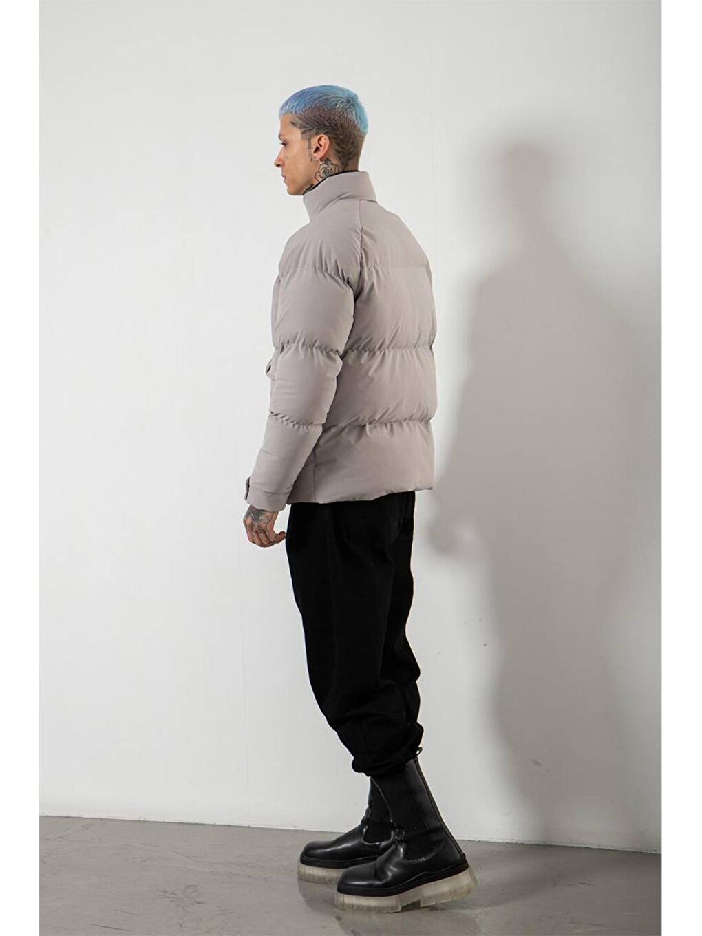 Gri Çift Cepli Oversize Şişme Mont 3KXE4-46520-03-3