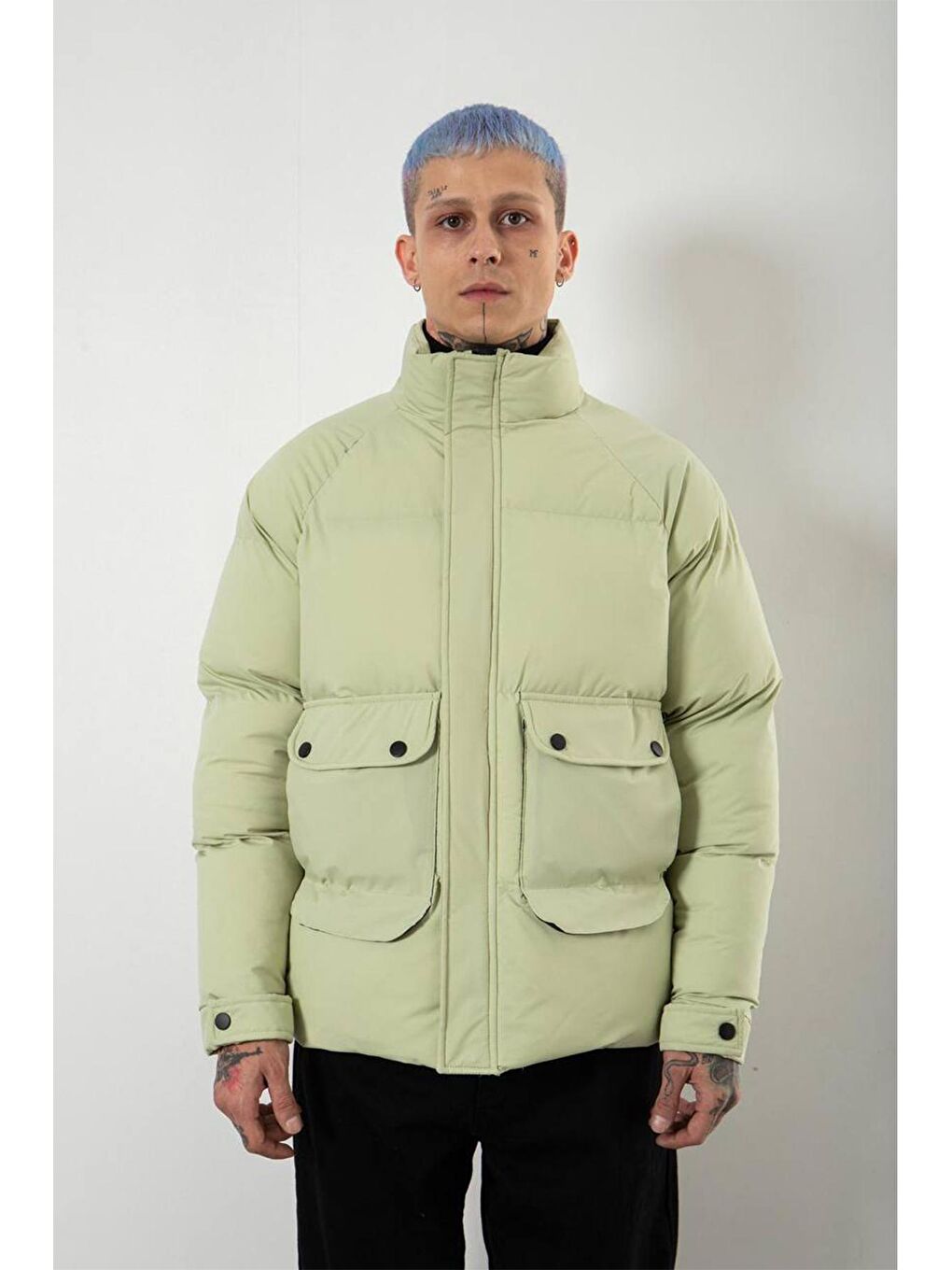 Yeşil Çift Cepli Oversize Şişme Mont 3KXE4-46520-08