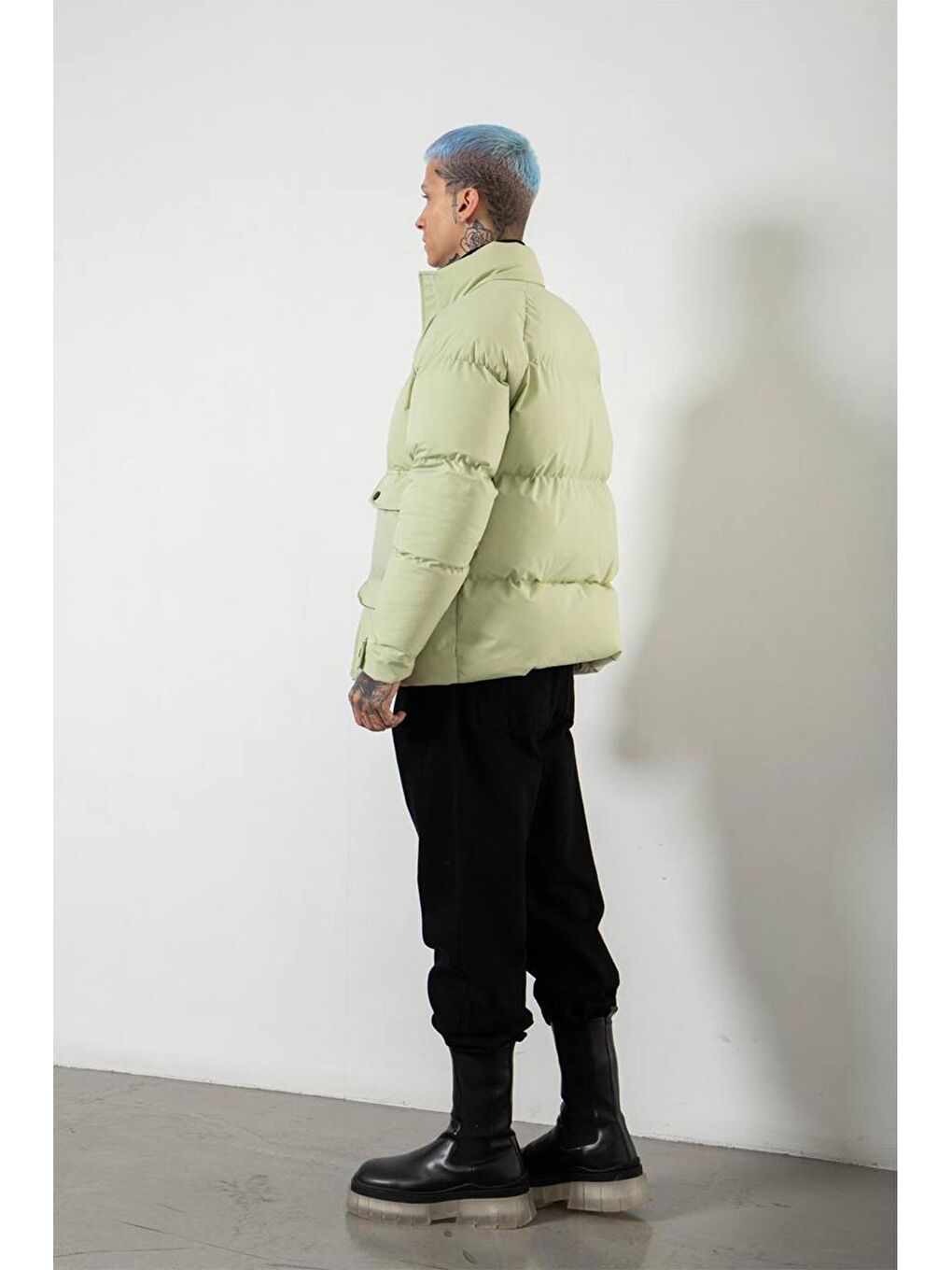 Yeşil Çift Cepli Oversize Şişme Mont 3KXE4-46520-08-3