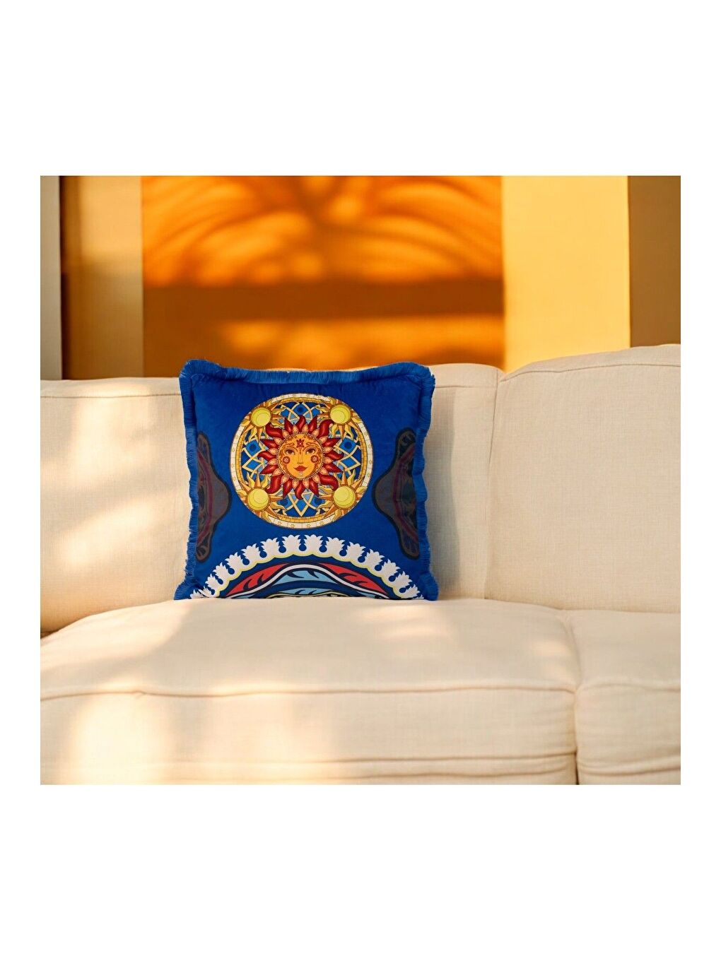 Milano Etnik desen Mavi  Dekoratif Kırlent Kılıfı 43x43