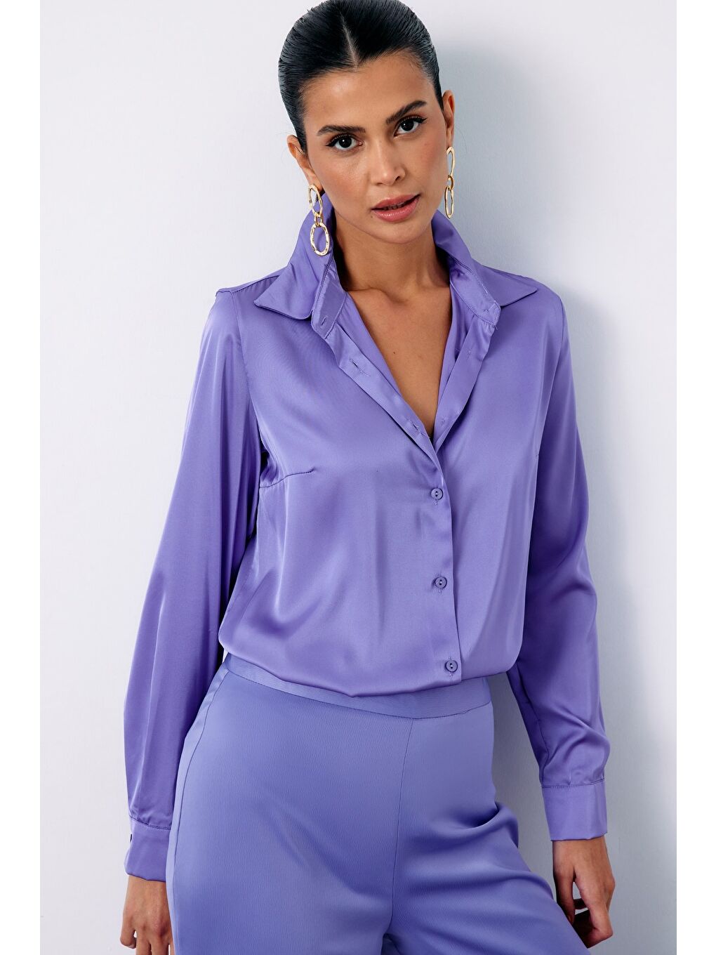 Saten Gömlek - Lila