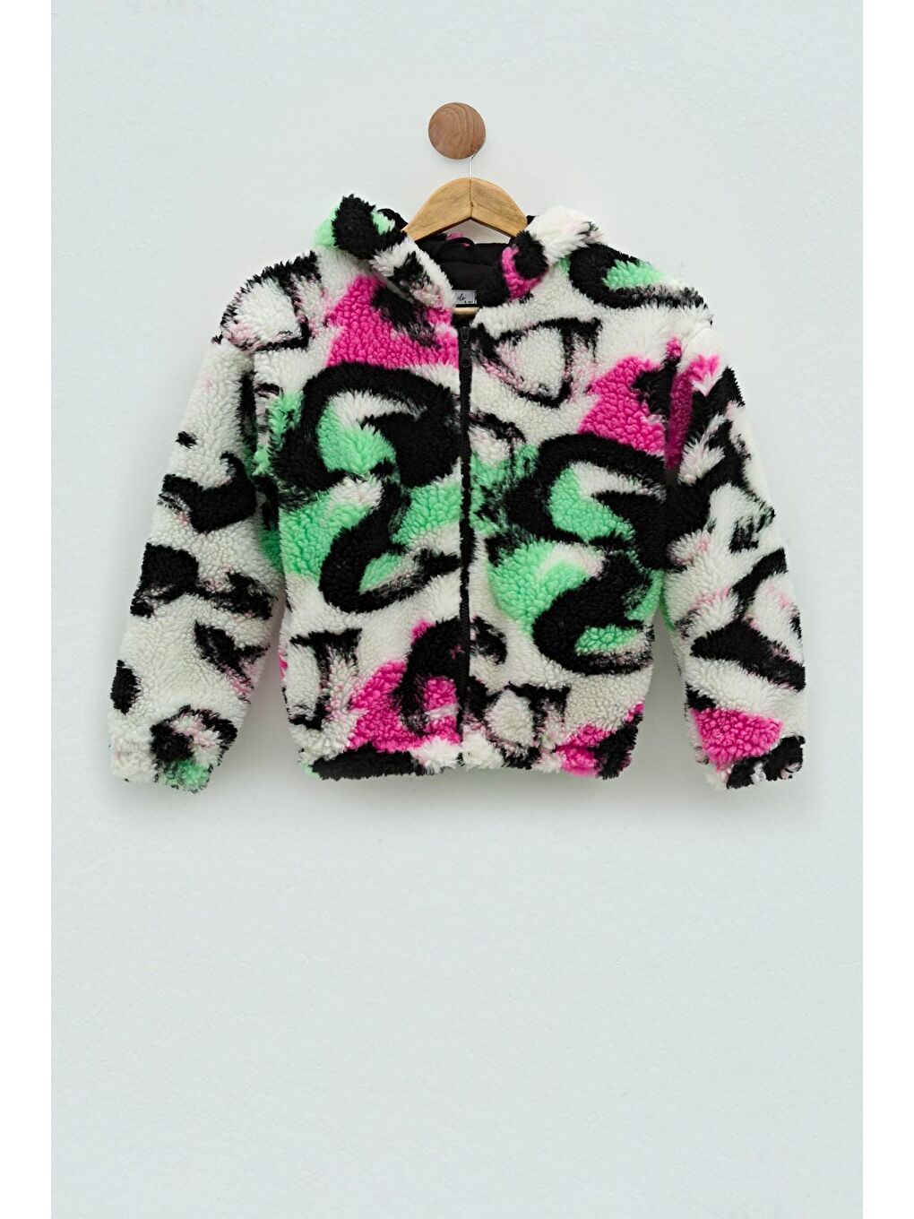 Siyah Kız Cocuk Peluş Astarlı Fermuarlı Mont