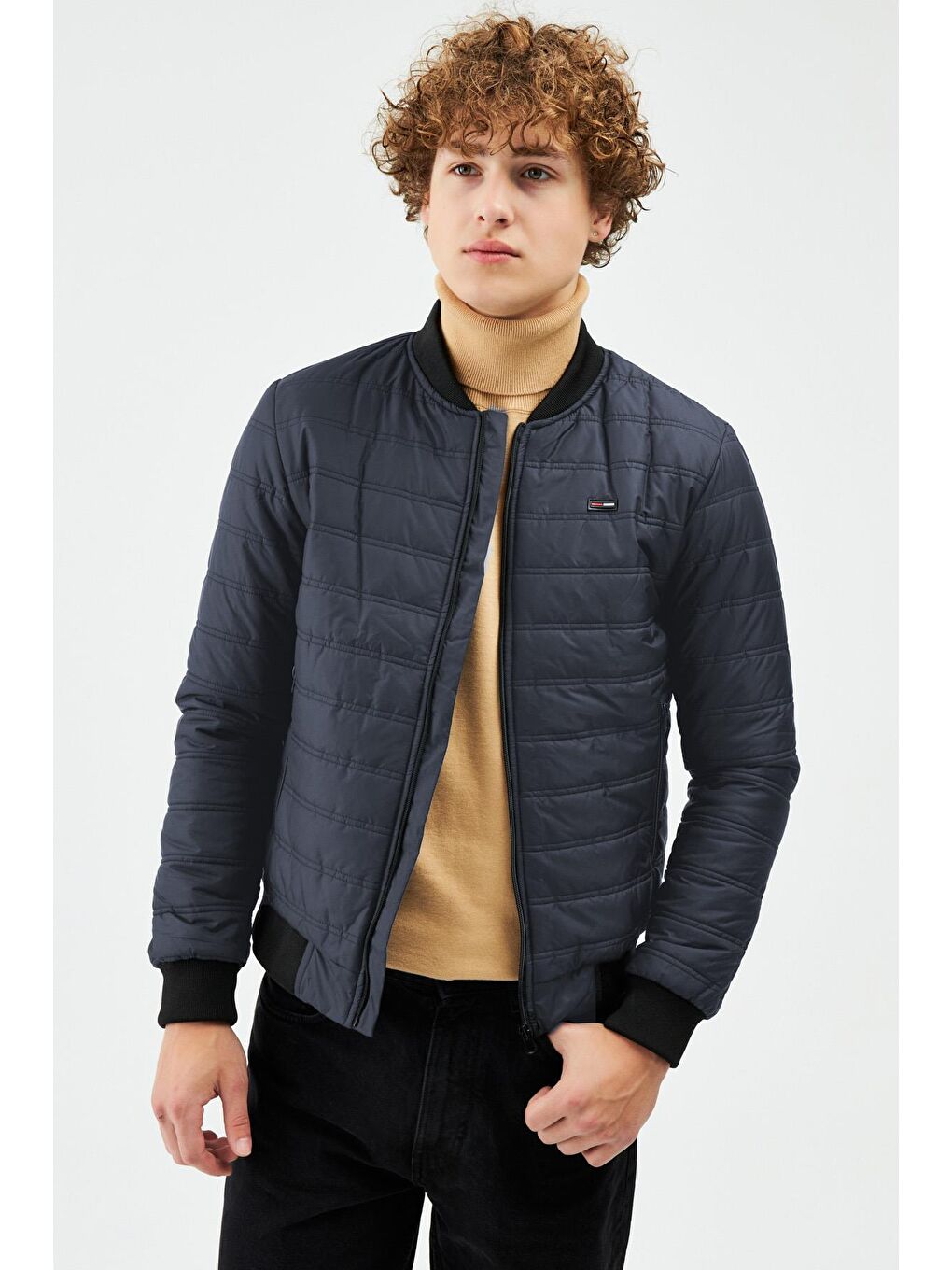 Lacivert Erkek Su ve Rüzgara Dayanıklı Kolej Yaka Mont M-70-1