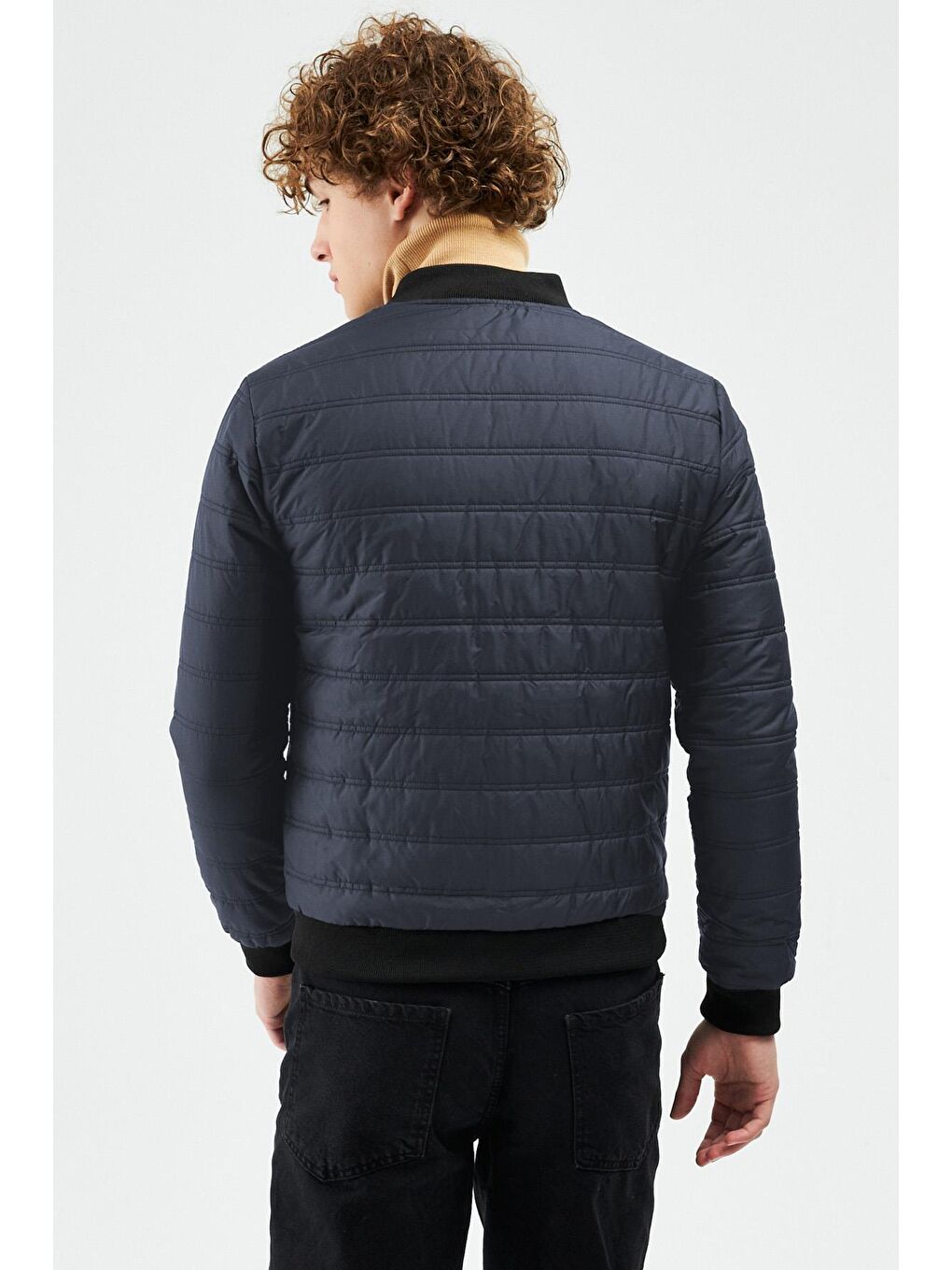 Lacivert Erkek Su ve Rüzgara Dayanıklı Kolej Yaka Mont M-70-2