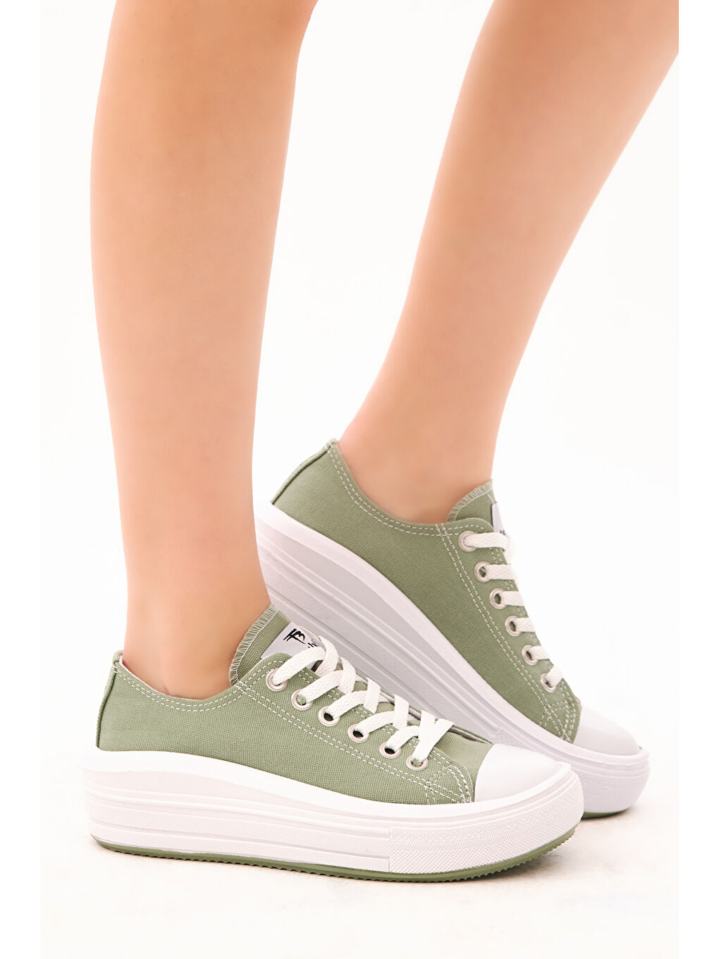 Kadın Mint Yeşili Rahat Kalıp Kalın Tabanlı Spor Ayakkabı-2