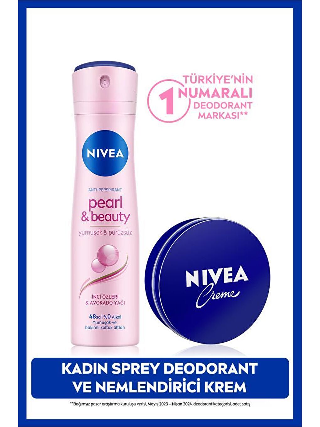 NIVEA Şeffaf Creme Nemlendirici 30ml ve Kadın Sprey Deodorant Pearl&Beauty 150ml, 48 Saat Terleme Karşıtı