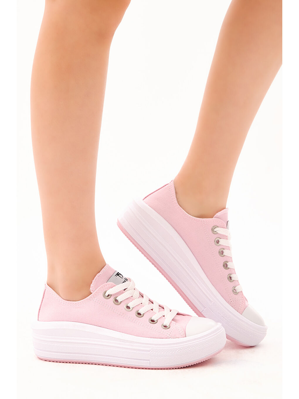 Kadın Pembe Rahat Kalıp Kalın Tabanlı Spor Ayakkabı-2