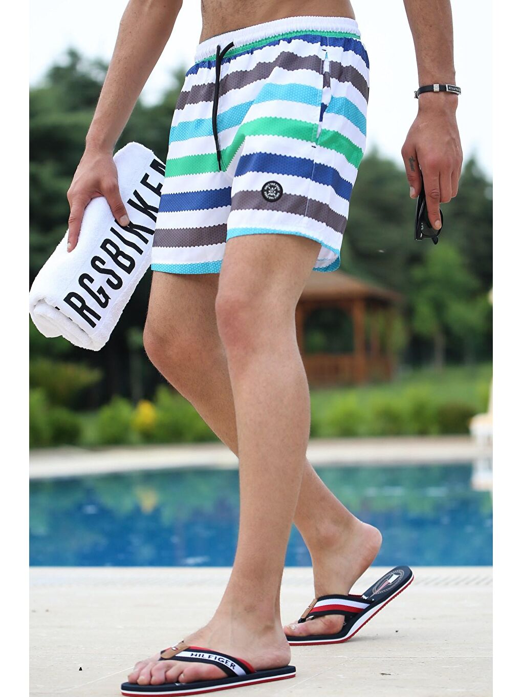 Çizgili Yeşil Yüzme Şortu 2945