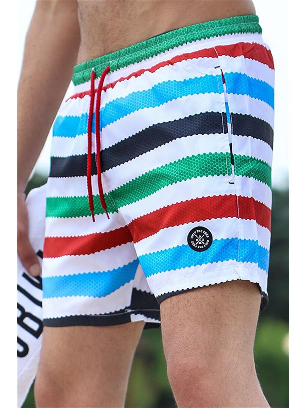 Çizgili Bordo Yüzme Şortu 2945-2