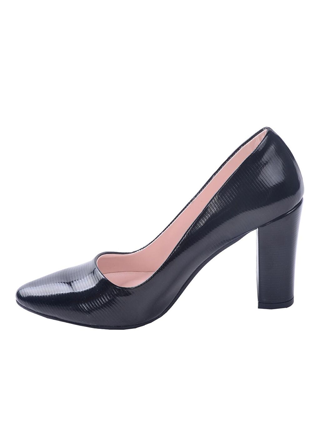 Siyah Çizgili Rugan 8 Cm Topuklu Kadın Ayakkabı 137029-311-3