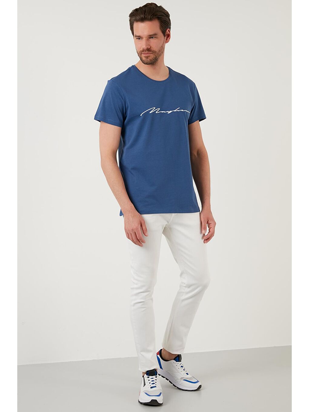 Buratti İndigo Baskılı Slim Fit Bisiklet Yaka % 100 Pamuk T Shirt 5902420 - 2