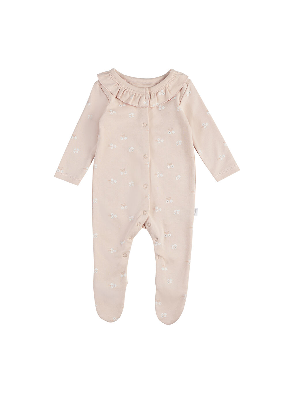 Pembe Kız Çocuk Çiçek Desenli Patikli Tulum-3