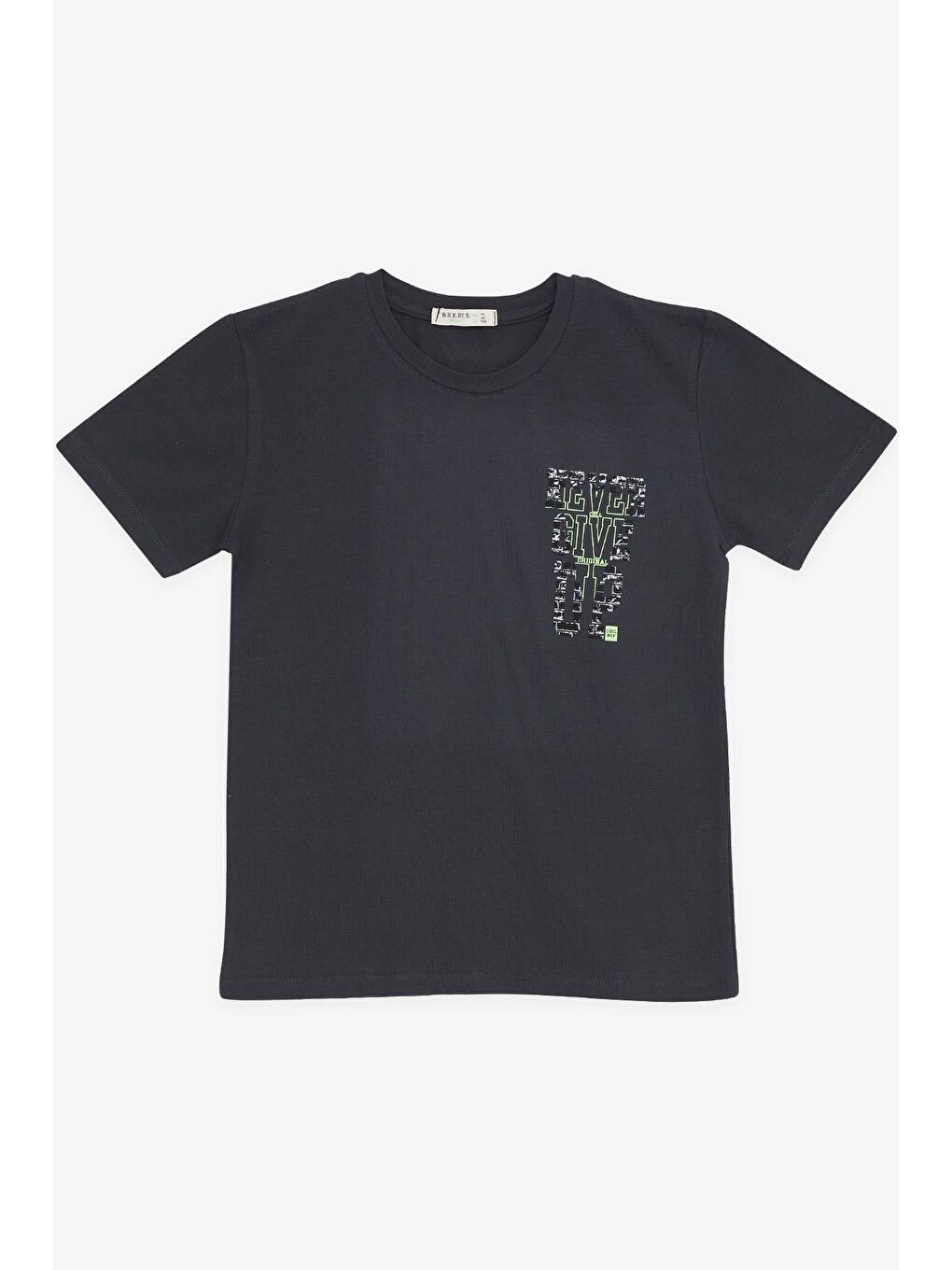 Erkek Çocuk Tişört Yazı Baskılı Antrasit (8-14 Yaş)