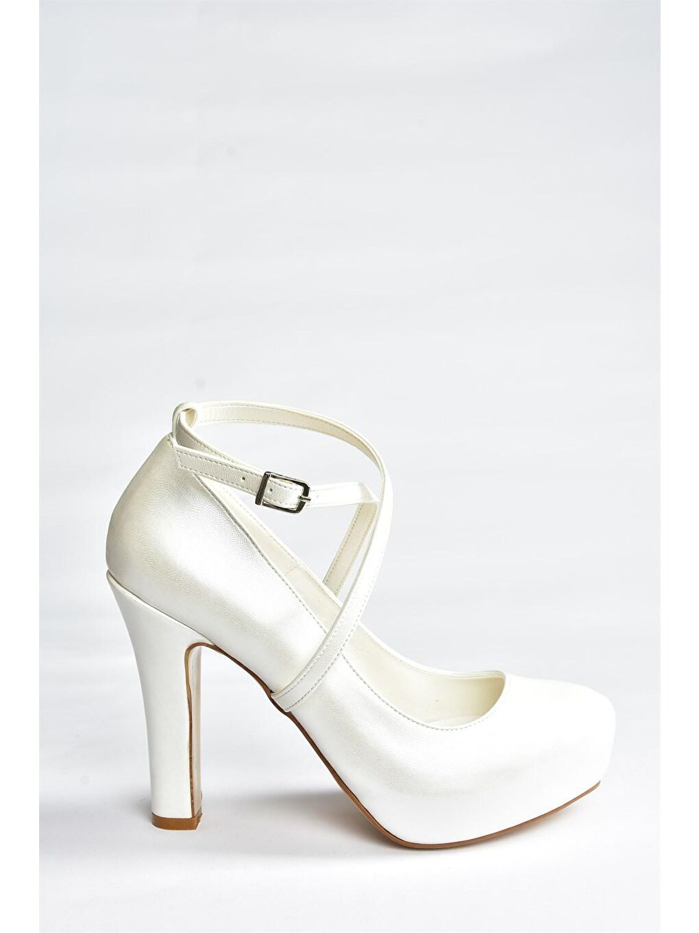 Ekru Sedef Platform Topuklu Kadın Abiye Ayakkabı M348007609-4