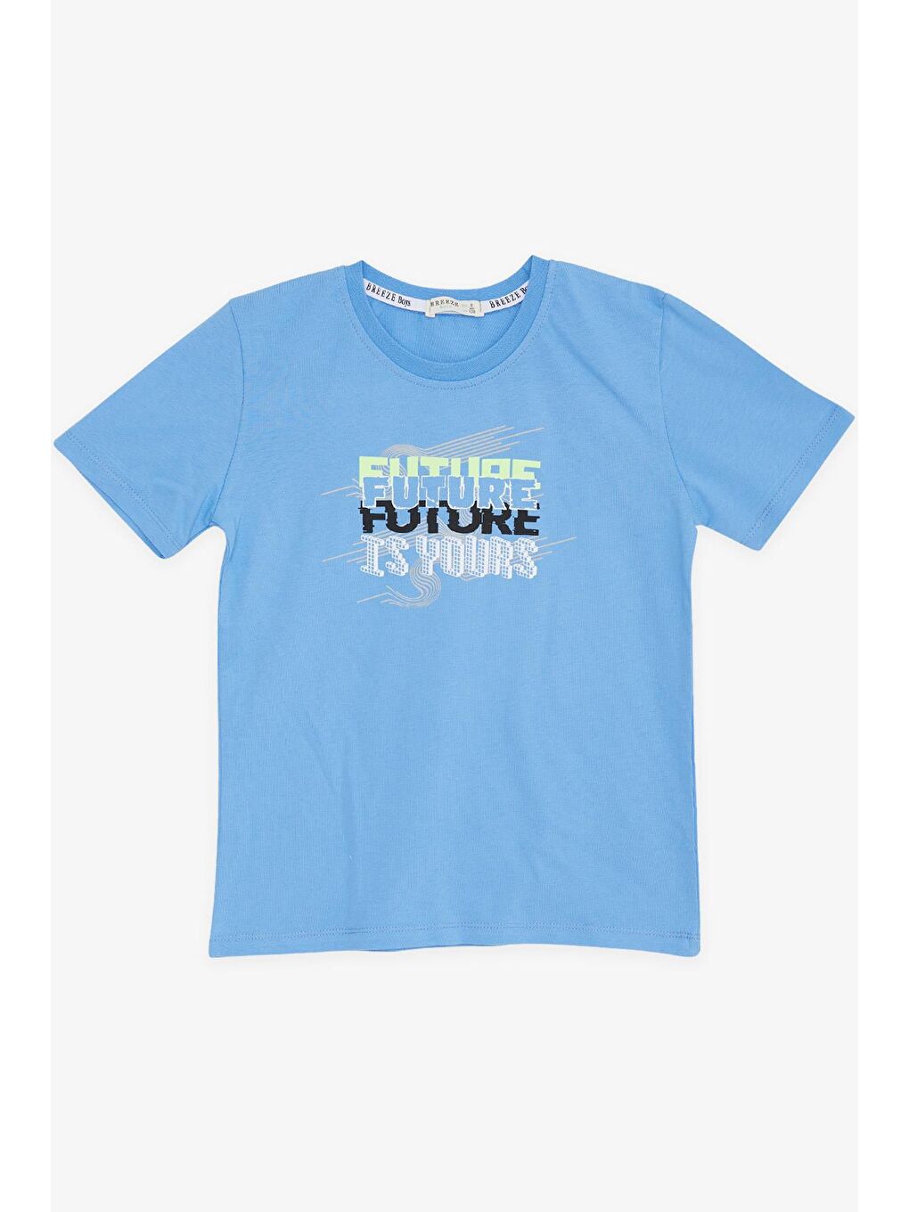 Erkek Çocuk Tişört Renkli Yazı Baskılı Mavi (12 Yaş)