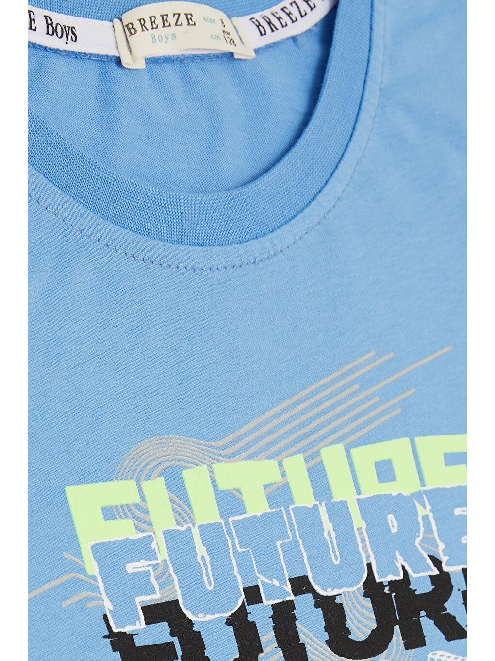 Erkek Çocuk Tişört Renkli Yazı Baskılı Mavi (12 Yaş)-2