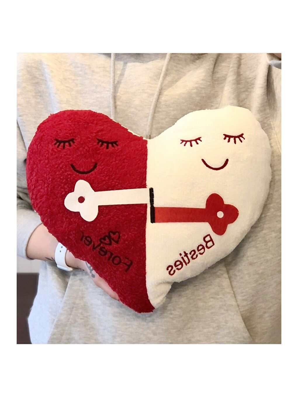 Karışık Best Friends Forover Tasarımlı Pelüş  Kırlent Yastık-1