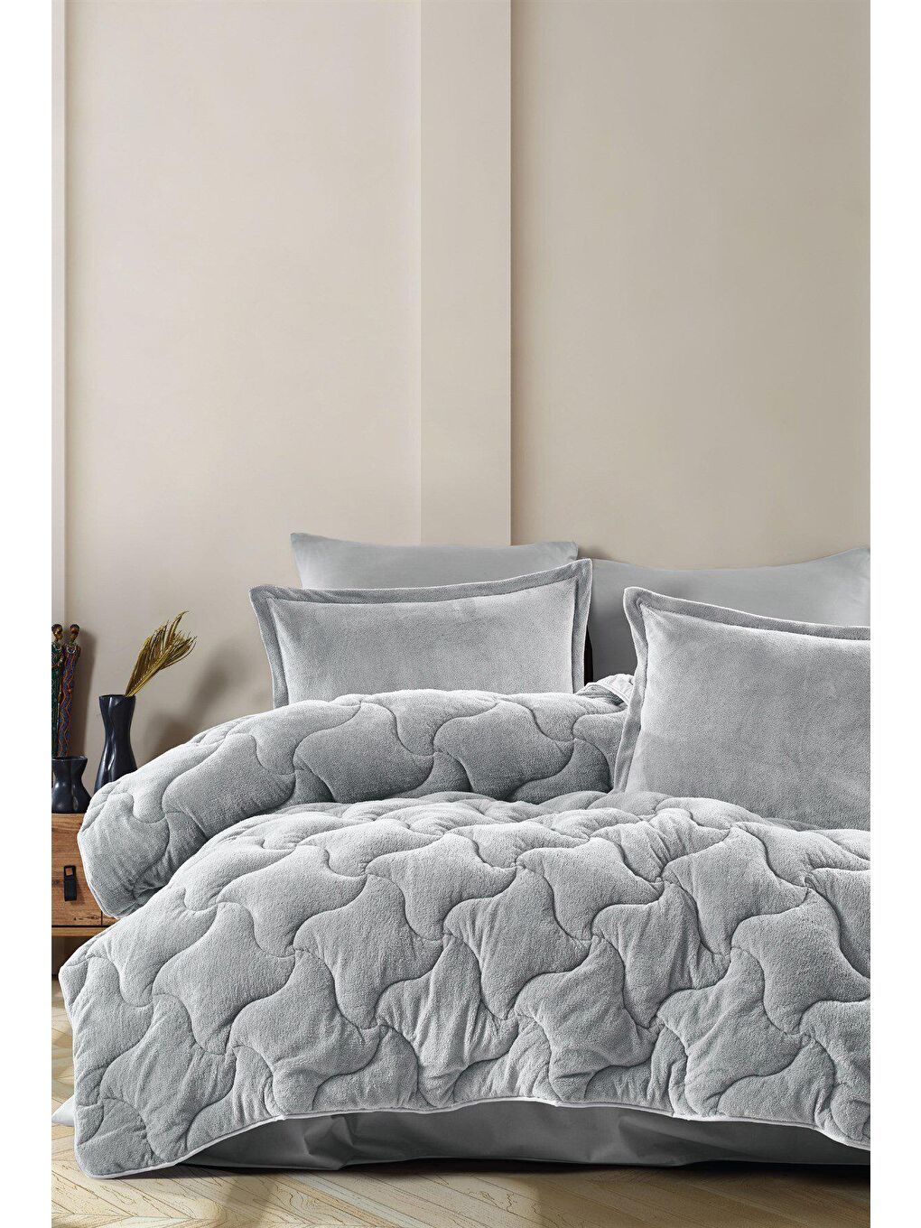 Welsoft Yorgan Çift Kişilik Karva Gri