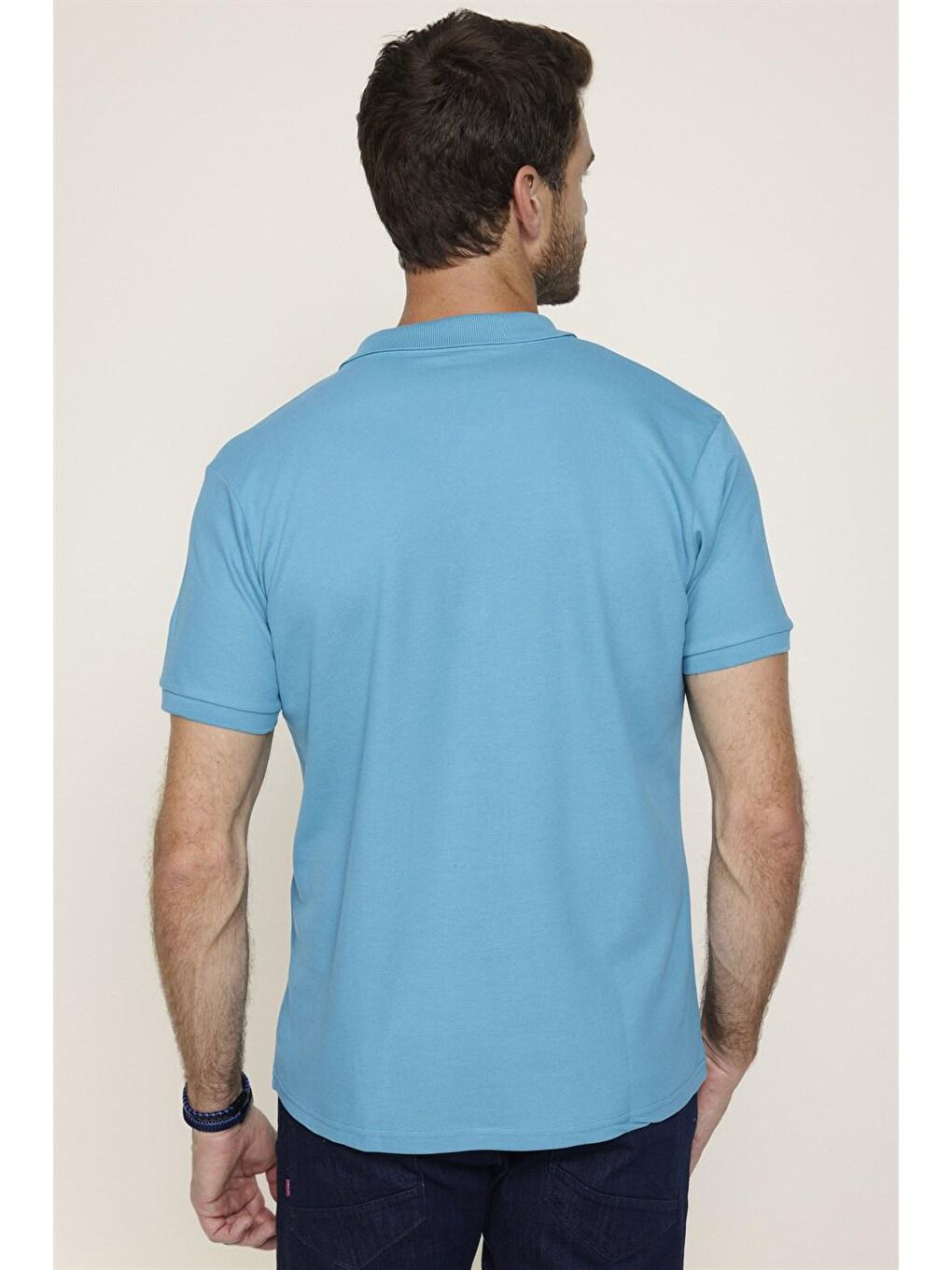 Erkek Slim Fit Dar Kesim %100 Pamuk Düz Pike Yeşil Polo Yaka Tişört-4