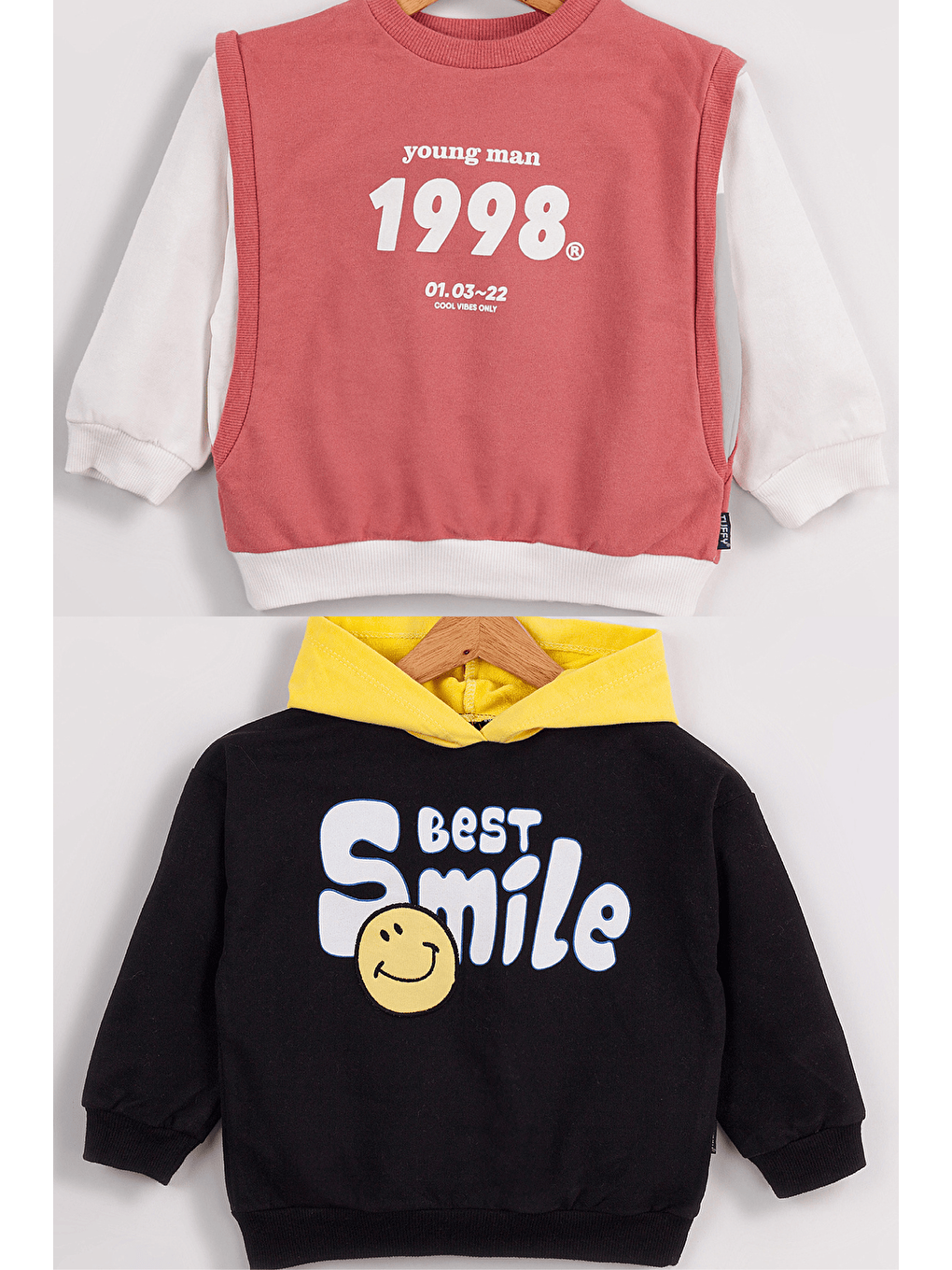 MRTUFFY Kahverengi Erkek Çocuk 2'li Paket Basic Sweatshirt