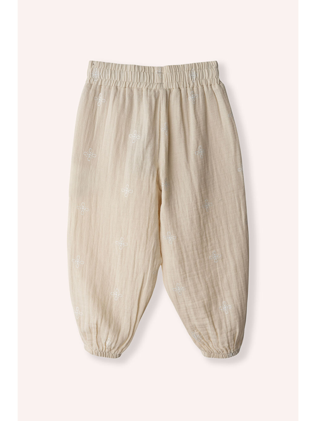 Kız Bebek Nakışlı Müslin Bej Pantolon-2