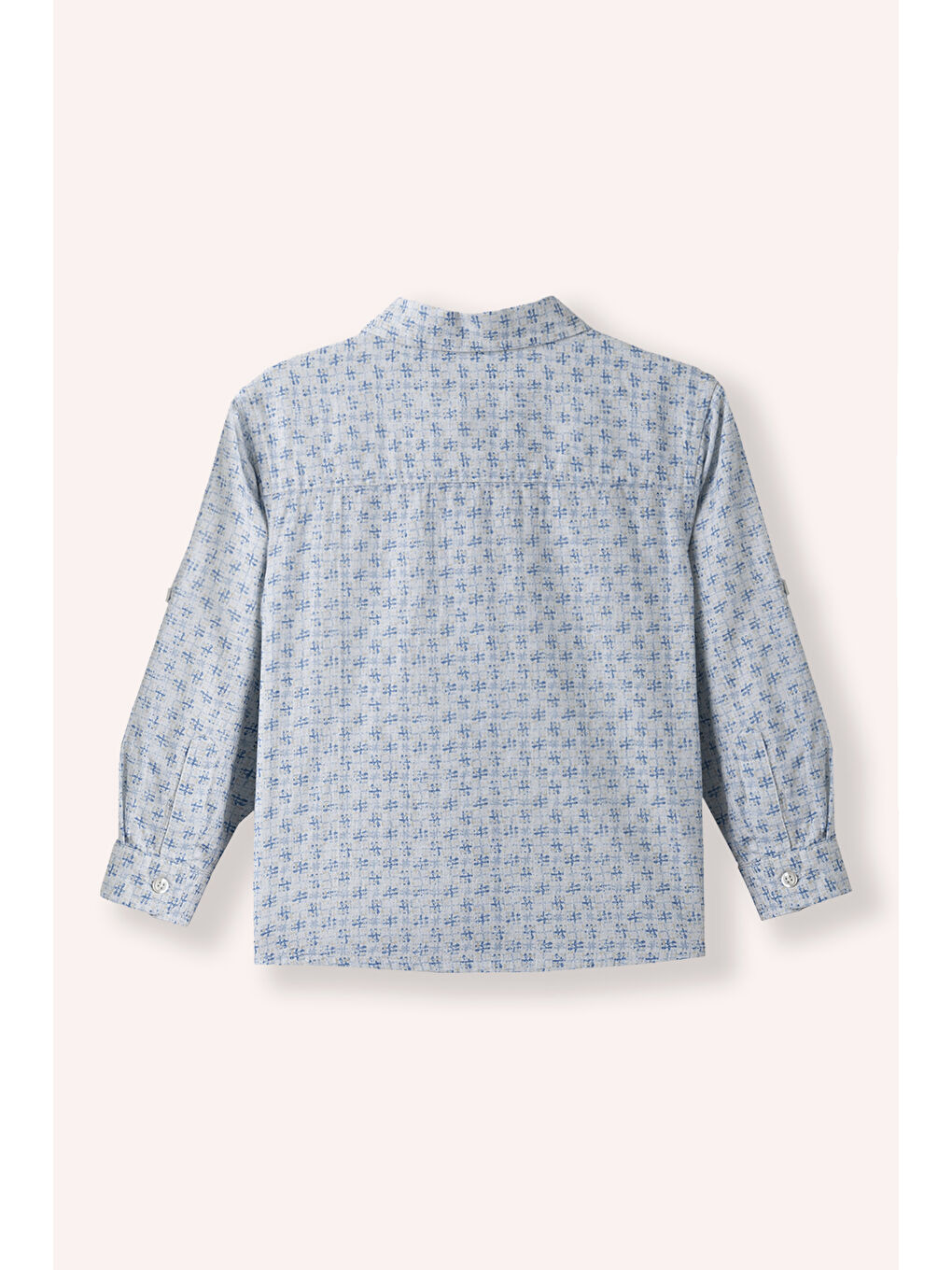 Erkek Bebek Desenli Uzun Kollu Mavi Gömlek-2