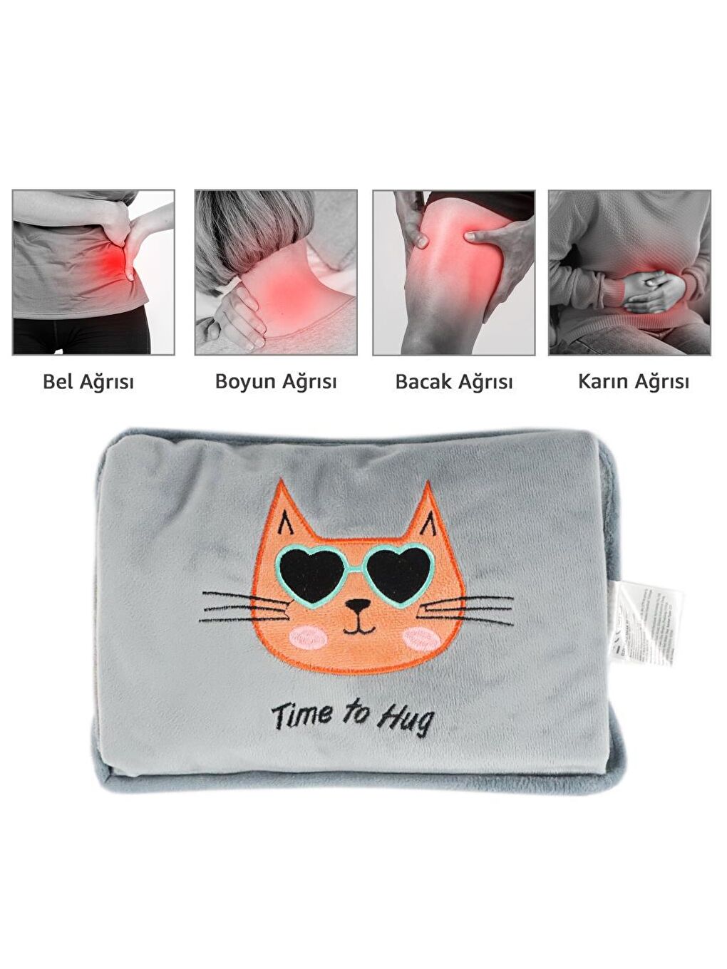 Biggdesign Açık Gri BiggDesign Cats Kucaklayan Kedi Elektrikli Sıcak Su Torbası - 4