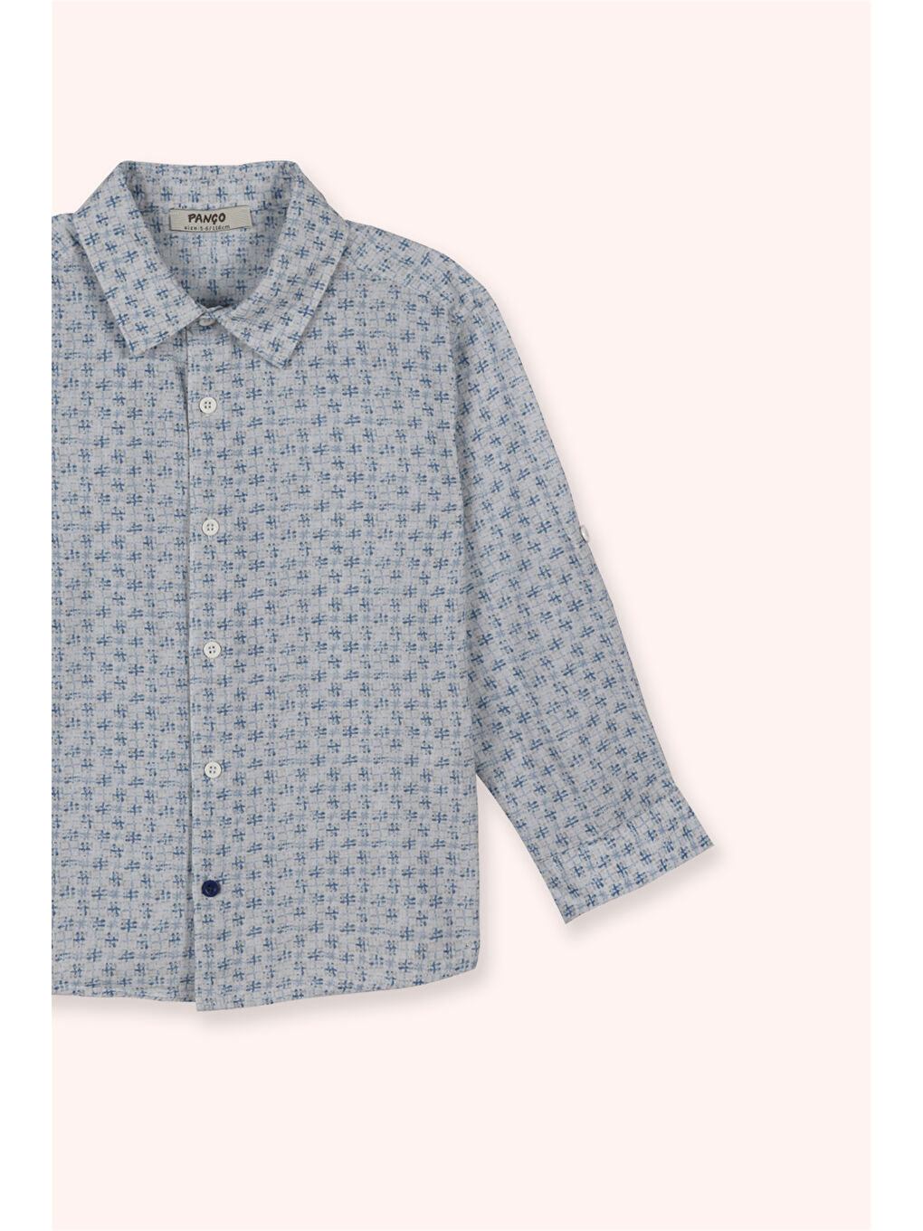 Erkek Çocuk Desenli Uzun Kollu Mavi Gömlek-2