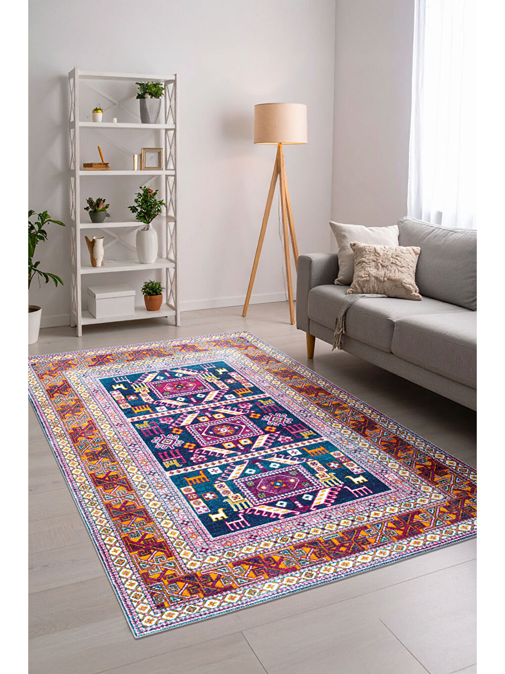 Mor Dekoratif Özel Tasarım Yıkanabilir İnce Kaymaz Tabanlı Modern Halı KECE FR23-1