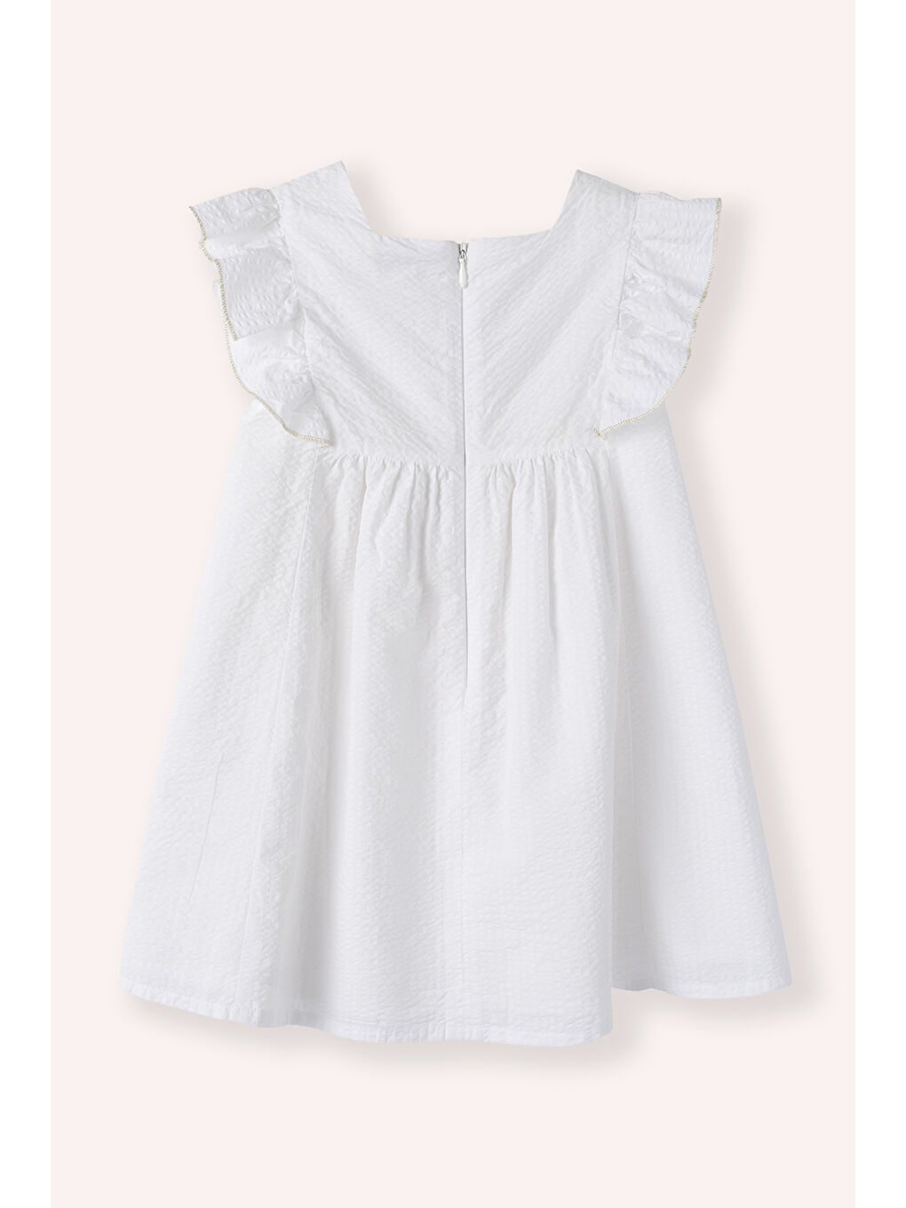 Kız Bebek Gold Nakış Detaylı Ekru Elbise-2