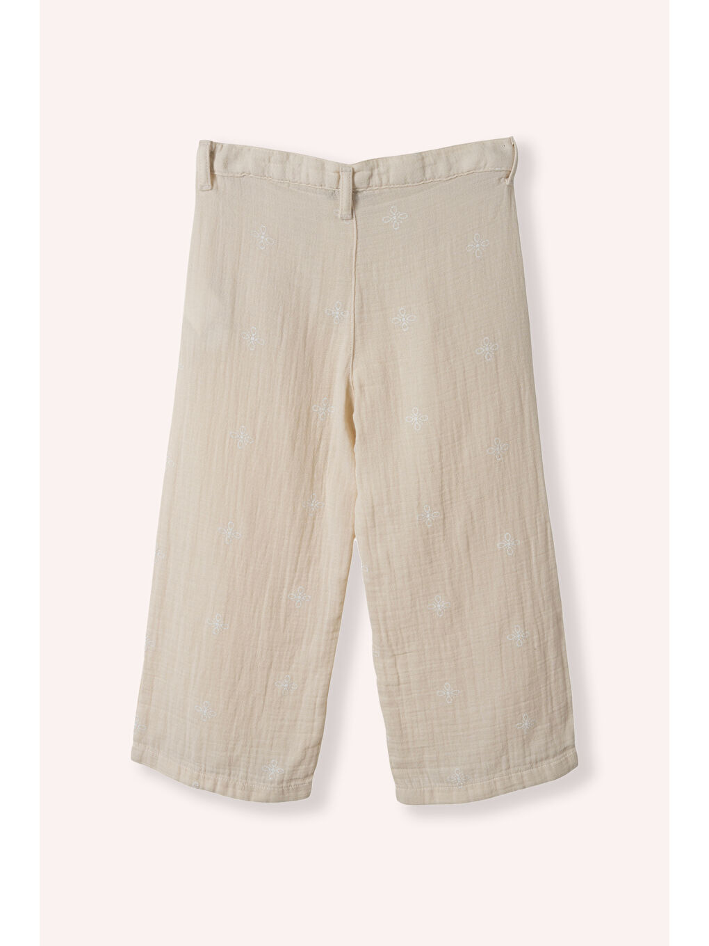 Kız Çocuk Etnik Nakışlı Müslin Bej Pantolon-2