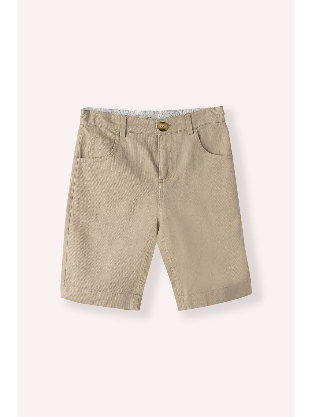 Erkek Çocuk Beli Lastikli Kemer Ve Paça İçi Puantiyeli Bej Şort
