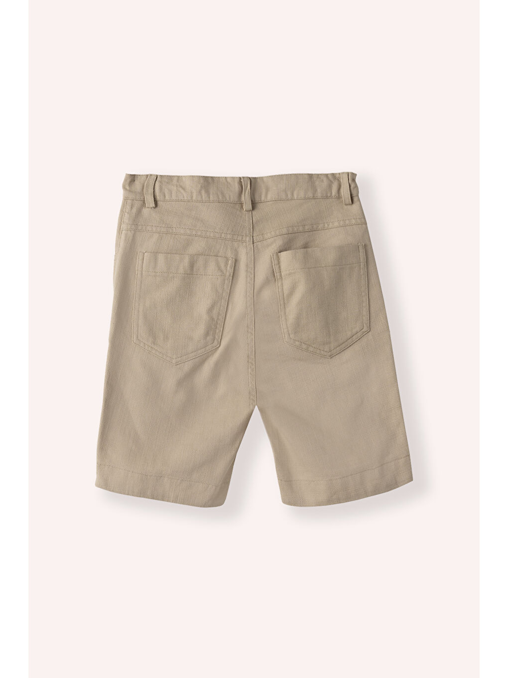 Erkek Çocuk Beli Lastikli Kemer Ve Paça İçi Puantiyeli Bej Şort-2