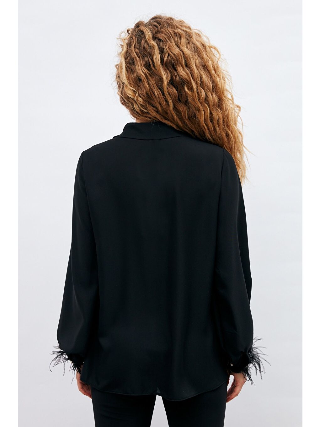Manşetleri Aksesuarlı Gömlek - Siyah-7