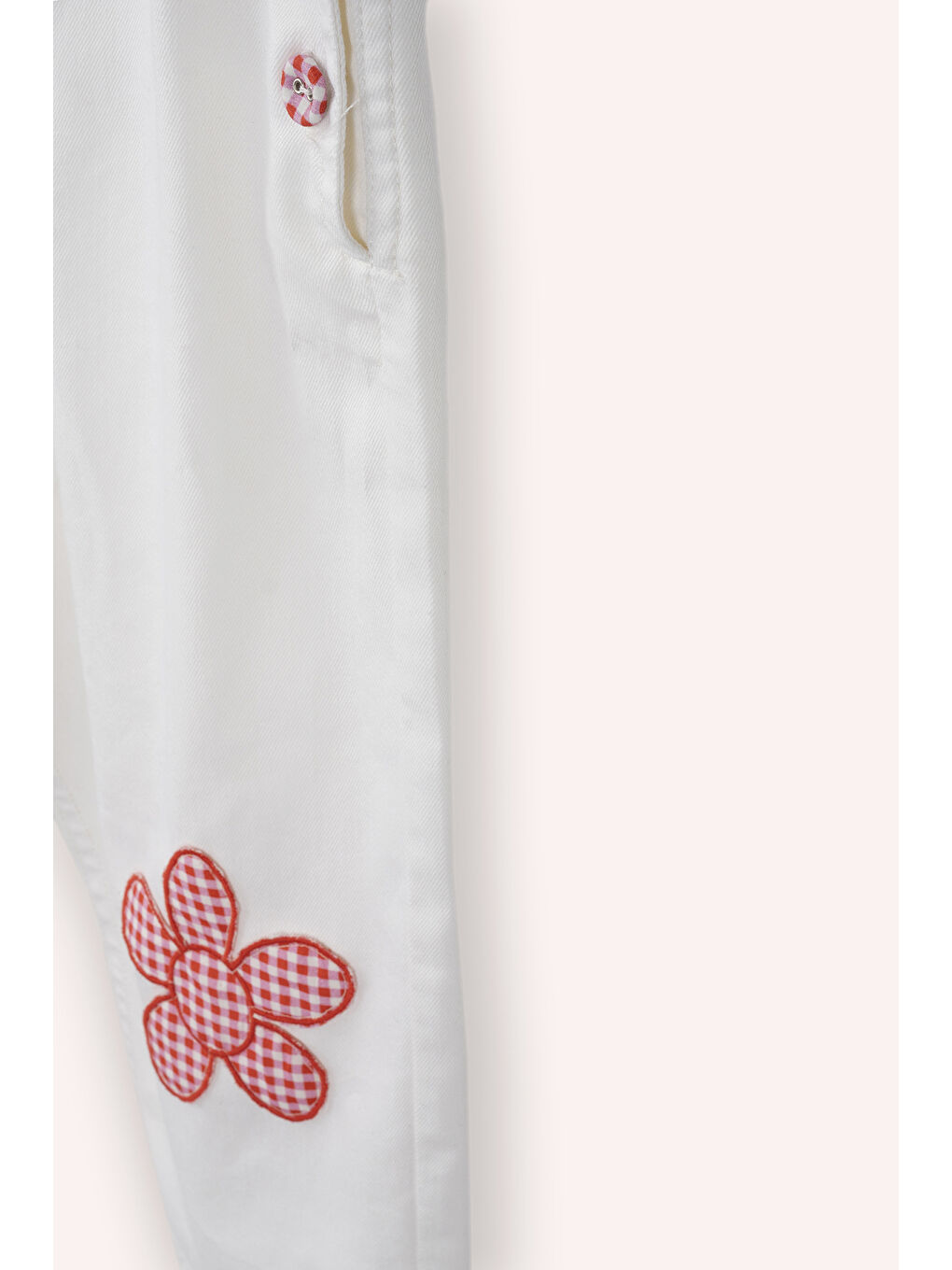 Kız Bebek Çiçek Detaylı Beyaz Salopet-1