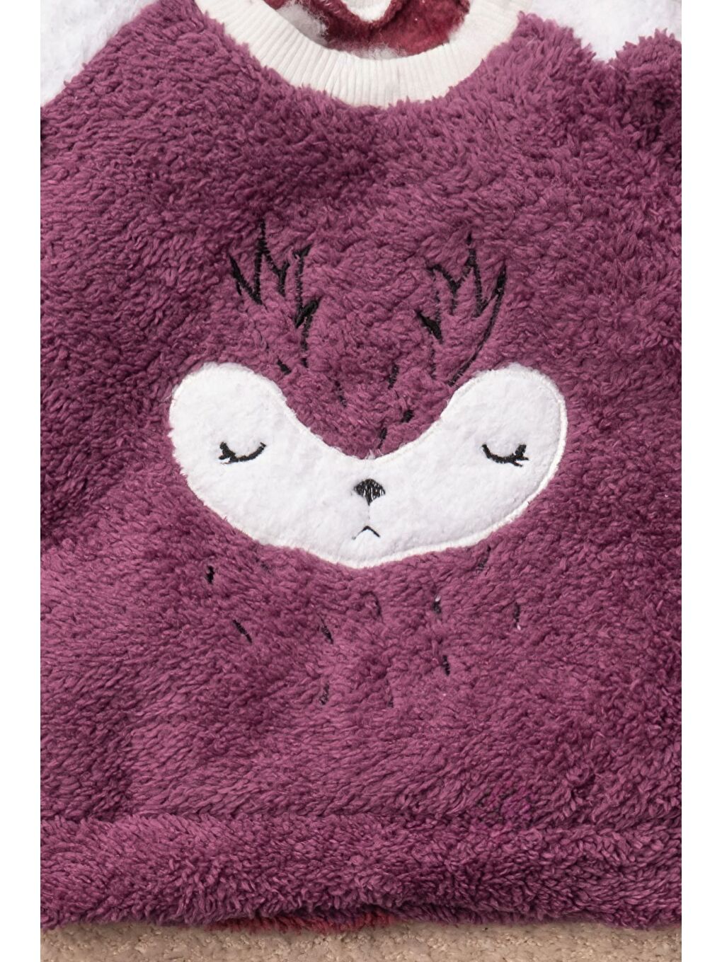 Mor Kız Welsoft 3 Parça Geyik Desenli  Ev Ayakkabısı Hediyeli Bebek Takım-1