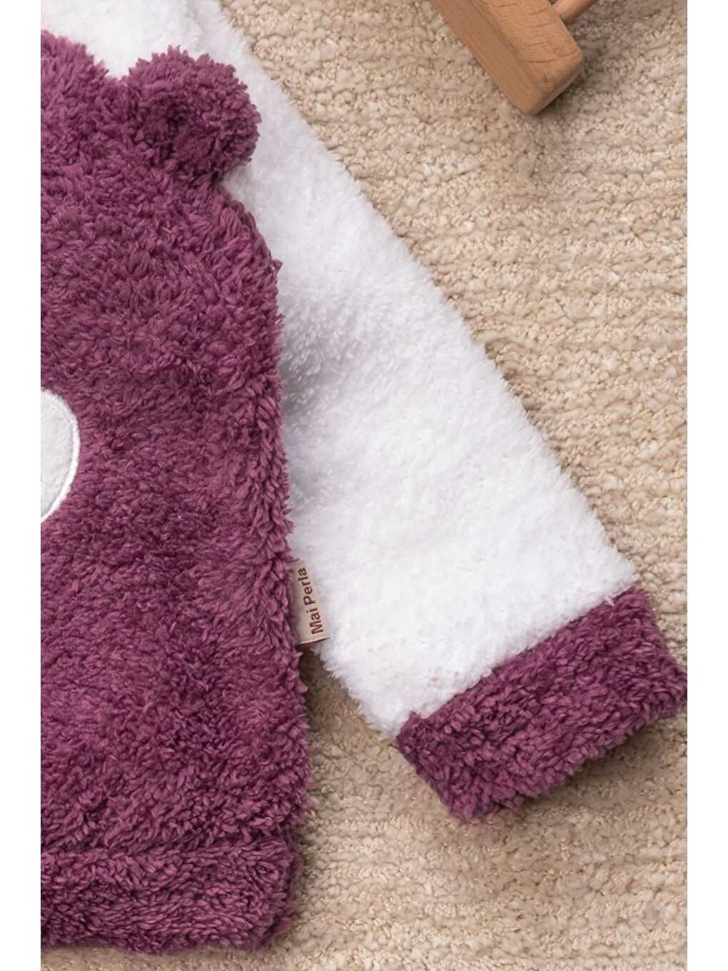 Mor Kız Welsoft 3 Parça Geyik Desenli  Ev Ayakkabısı Hediyeli Bebek Takım-4