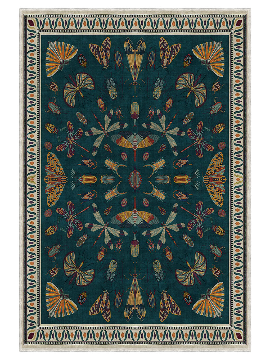 Mavi Dekoratif Özel Tasarım Yıkanabilir İnce Kaymaz Tabanlı Modern Halı KECE FR21