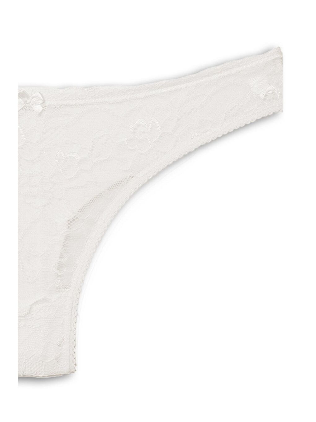 Ekru Pamuklu Önü Dantel Arkası Çift Kat Dikişsiz Tanga Kadın Külot-2