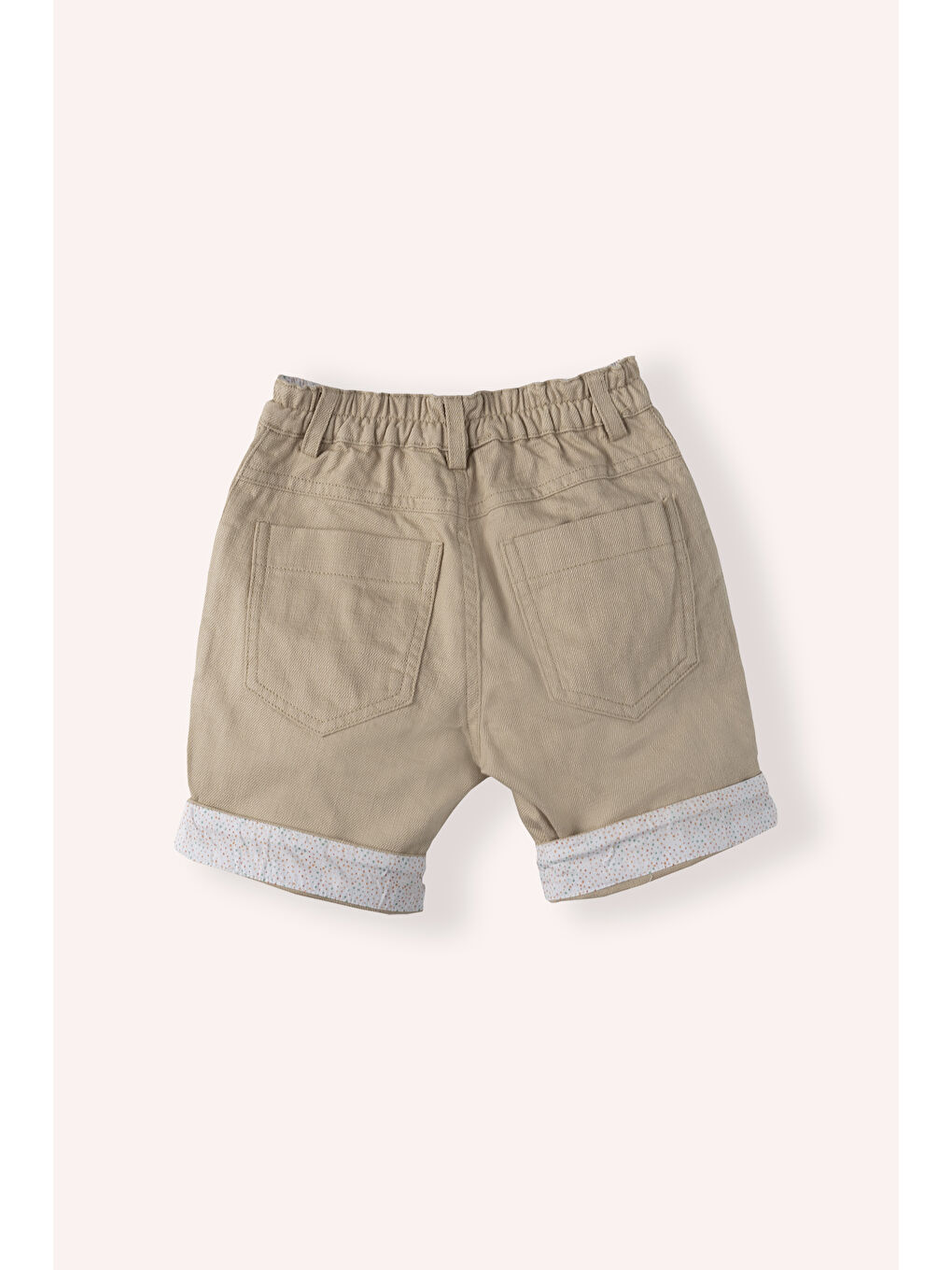 Erkek Bebek Beli Lastikli Kemer Ve Paça İçi Puantilyeli Bej Şort-2