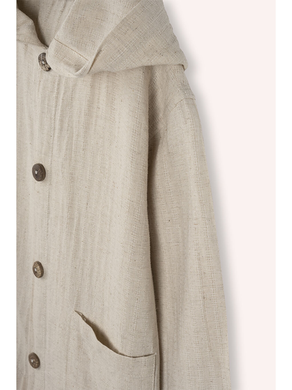 Erkek Çocuk Düğmeli Kapüşonlu Bej Gömlek-1