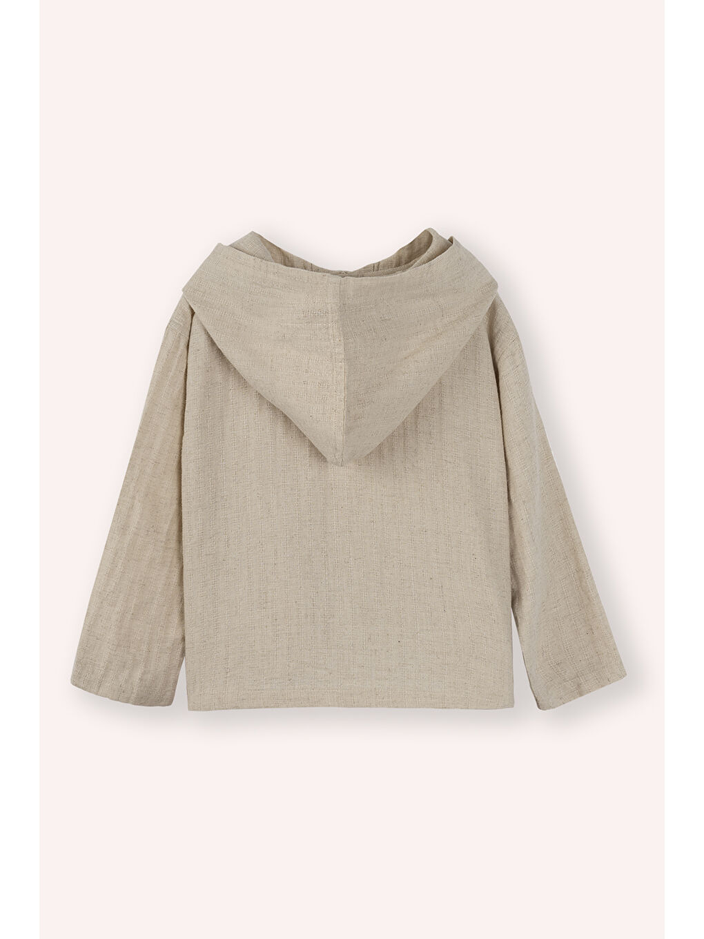 Erkek Çocuk Düğmeli Kapüşonlu Bej Gömlek-2